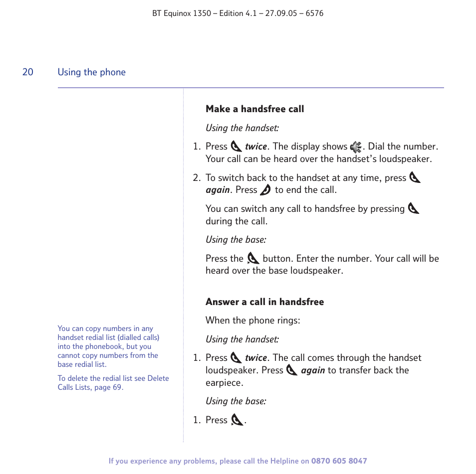 BT EQUINOX 1350 User Manual | Page 20 / 102