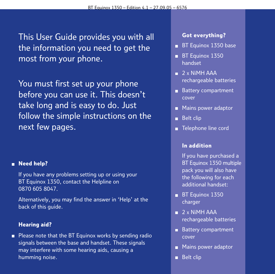 BT EQUINOX 1350 User Manual | Page 3 / 102