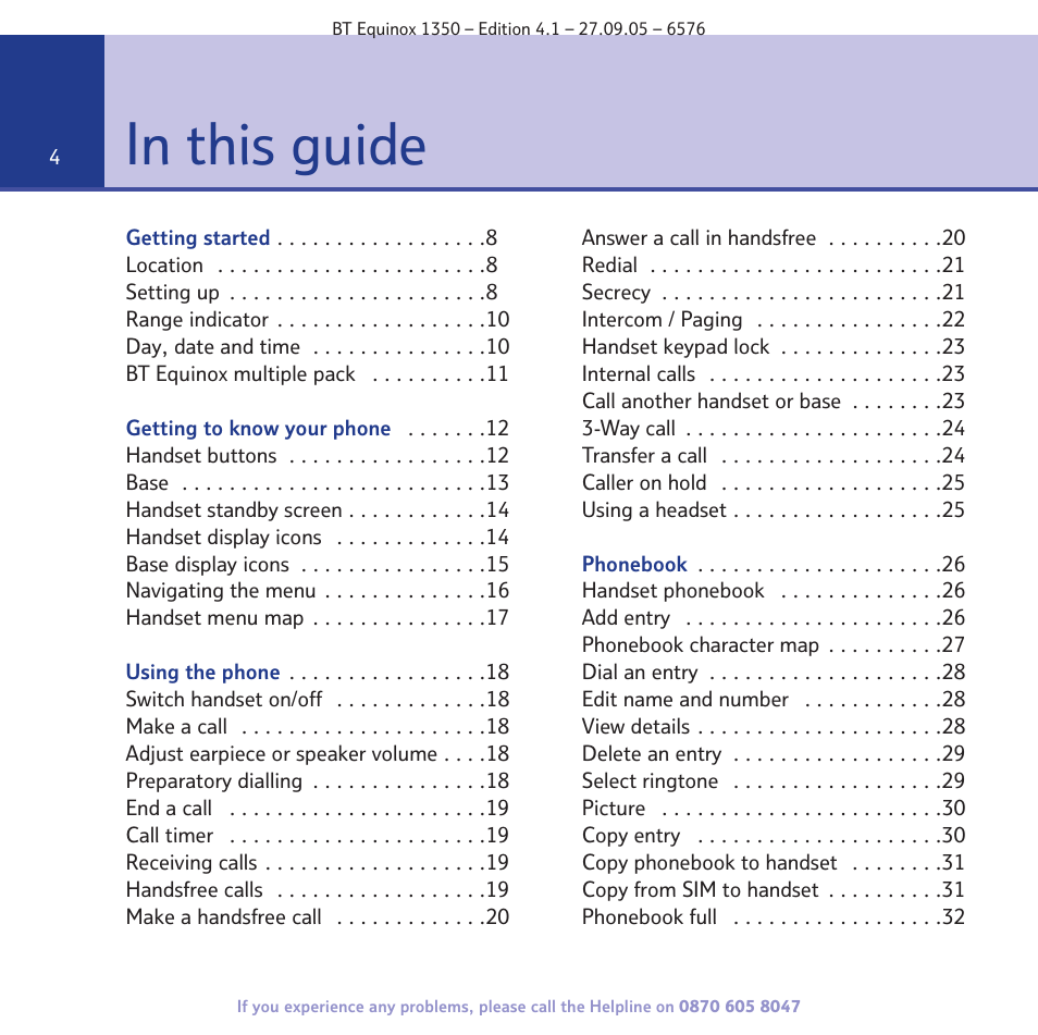 BT EQUINOX 1350 User Manual | Page 4 / 102