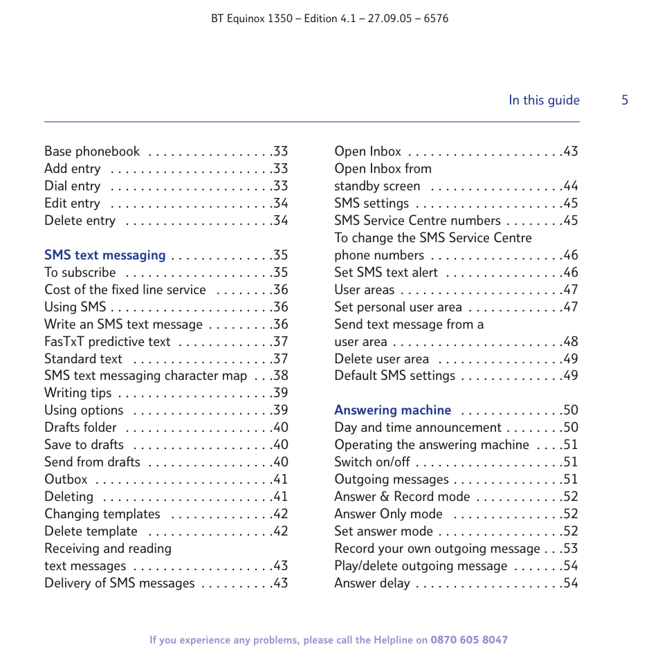 BT EQUINOX 1350 User Manual | Page 5 / 102