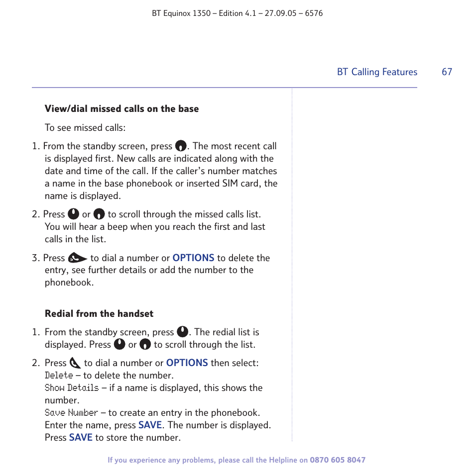 BT EQUINOX 1350 User Manual | Page 67 / 102