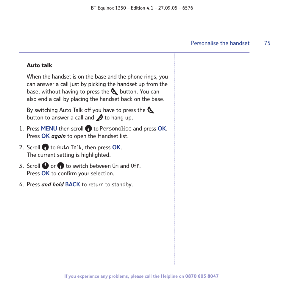 BT EQUINOX 1350 User Manual | Page 75 / 102