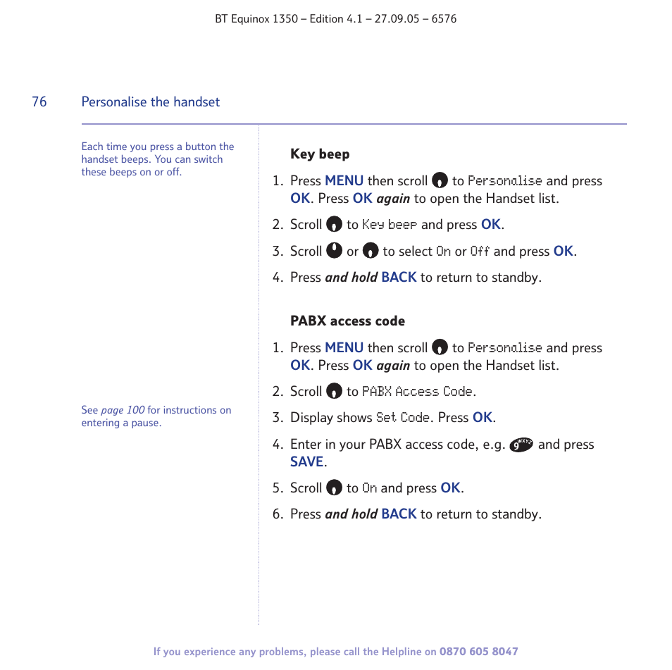 BT EQUINOX 1350 User Manual | Page 76 / 102