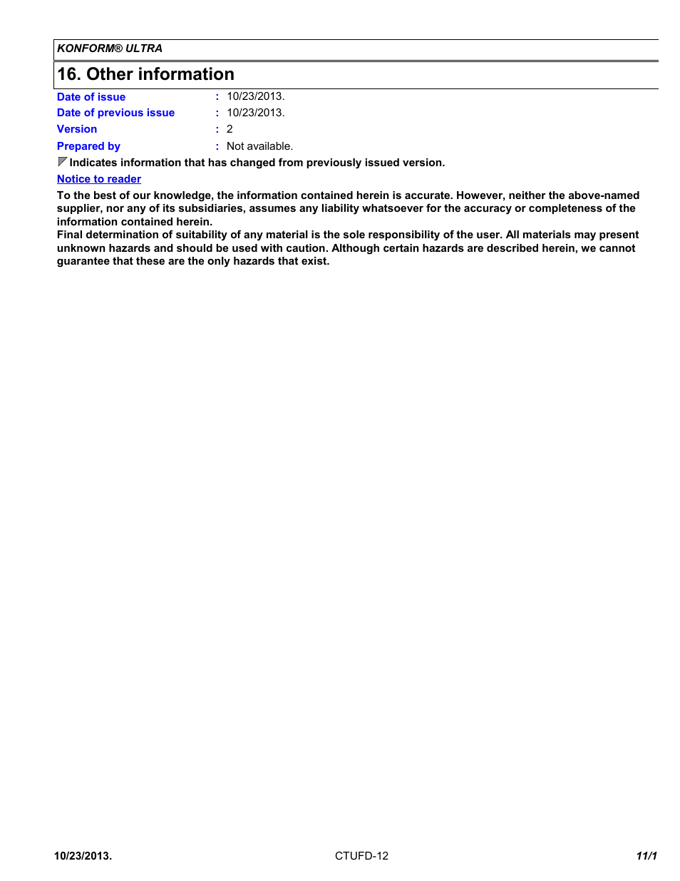 Other information | Chemtronics Konform Ultra CTUFD-12 User Manual | Page 11 / 11