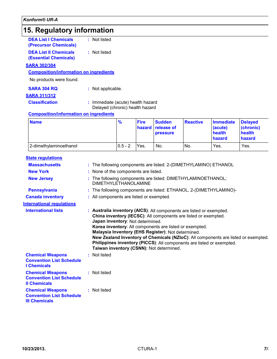 Regulatory information | Chemtronics Konform UR-A CTURA5 User Manual | Page 7 / 8