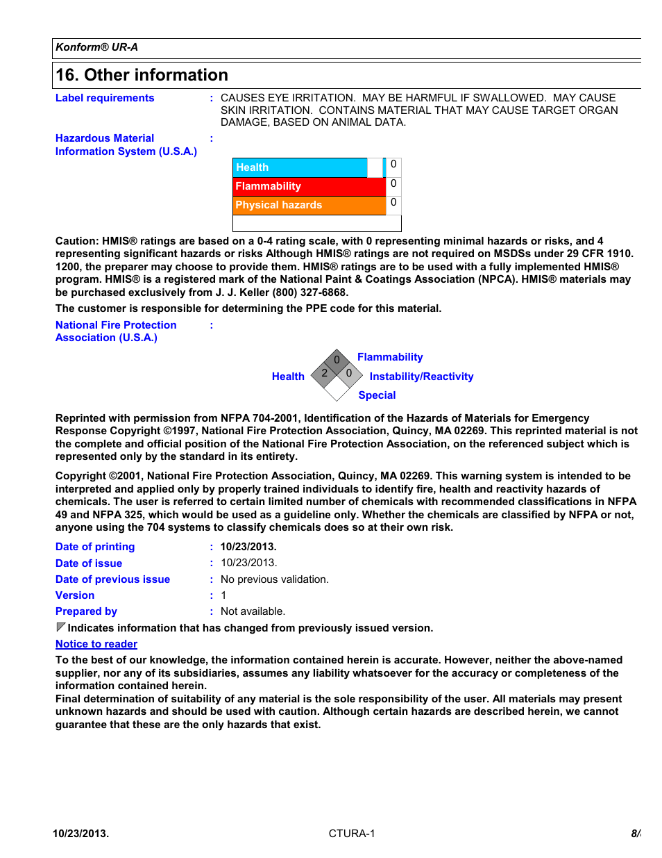 Other information | Chemtronics Konform UR-A CTURA5 User Manual | Page 8 / 8