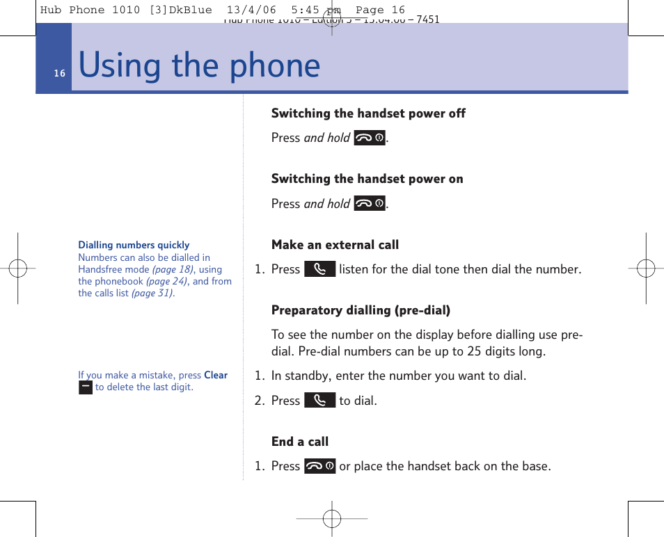 Using the phone | BT Hub Phone 1010 User Manual | Page 16 / 74