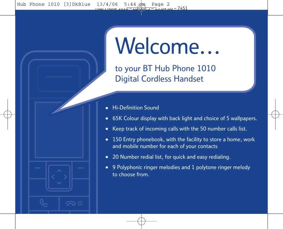 Welcome | BT Hub Phone 1010 User Manual | Page 2 / 74