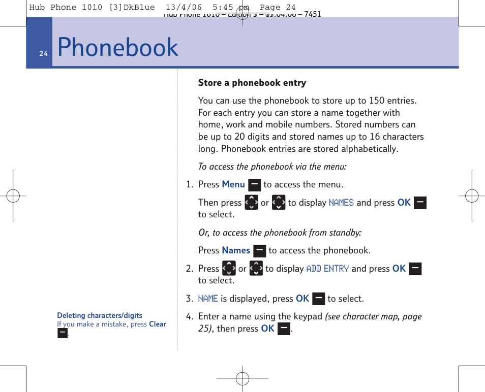 Phonebook | BT Hub Phone 1010 User Manual | Page 24 / 74
