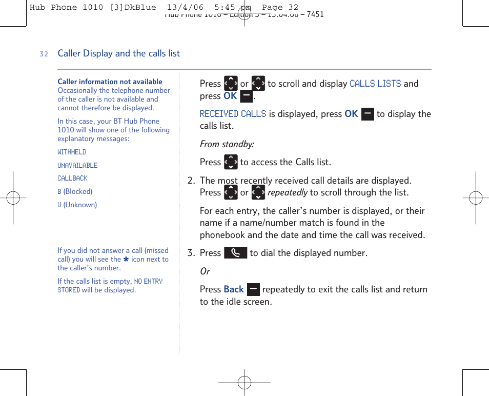 BT Hub Phone 1010 User Manual | Page 32 / 74