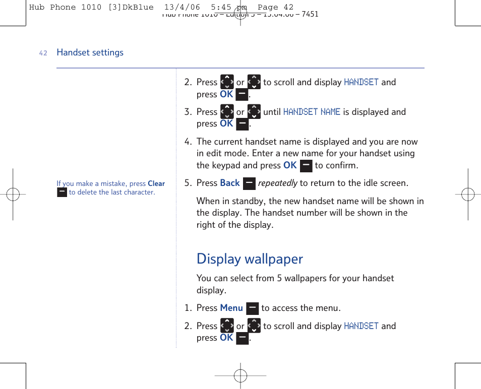 Display wallpaper | BT Hub Phone 1010 User Manual | Page 42 / 74