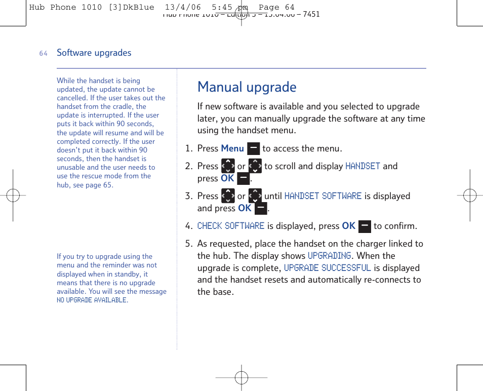 Manual upgrade | BT Hub Phone 1010 User Manual | Page 64 / 74