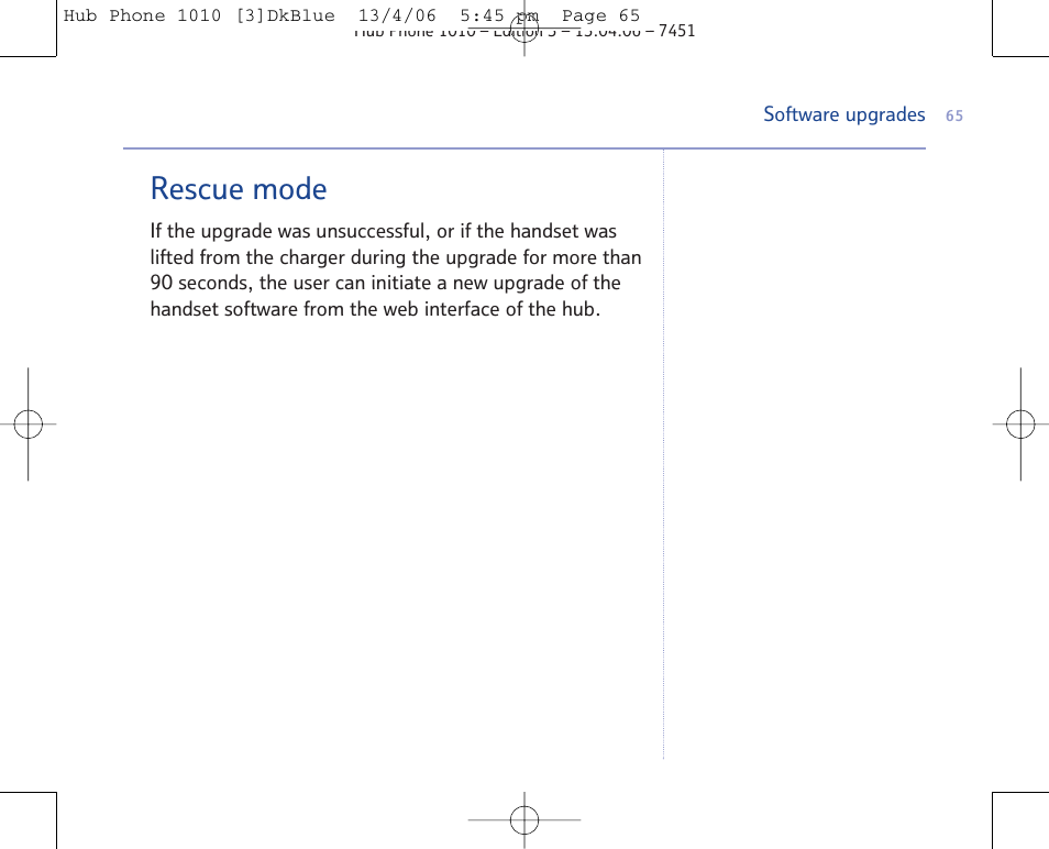 Rescue mode | BT Hub Phone 1010 User Manual | Page 65 / 74