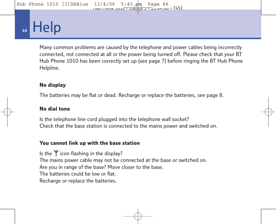 Help | BT Hub Phone 1010 User Manual | Page 66 / 74