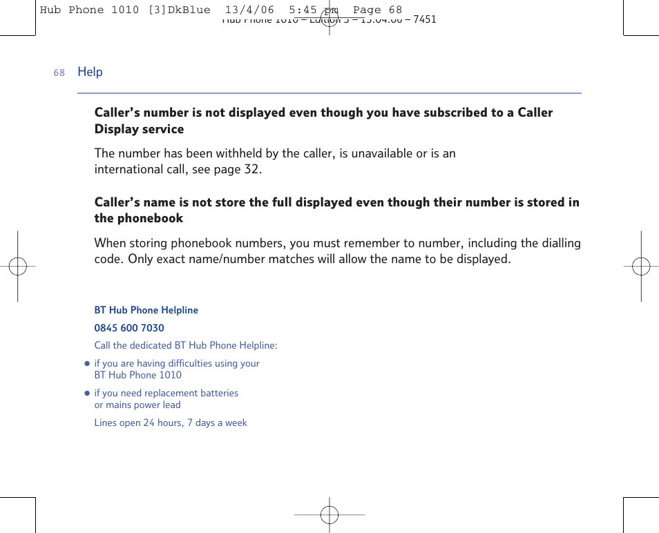 BT Hub Phone 1010 User Manual | Page 68 / 74