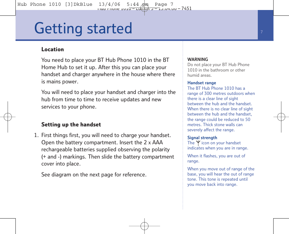 Getting started | BT Hub Phone 1010 User Manual | Page 7 / 74