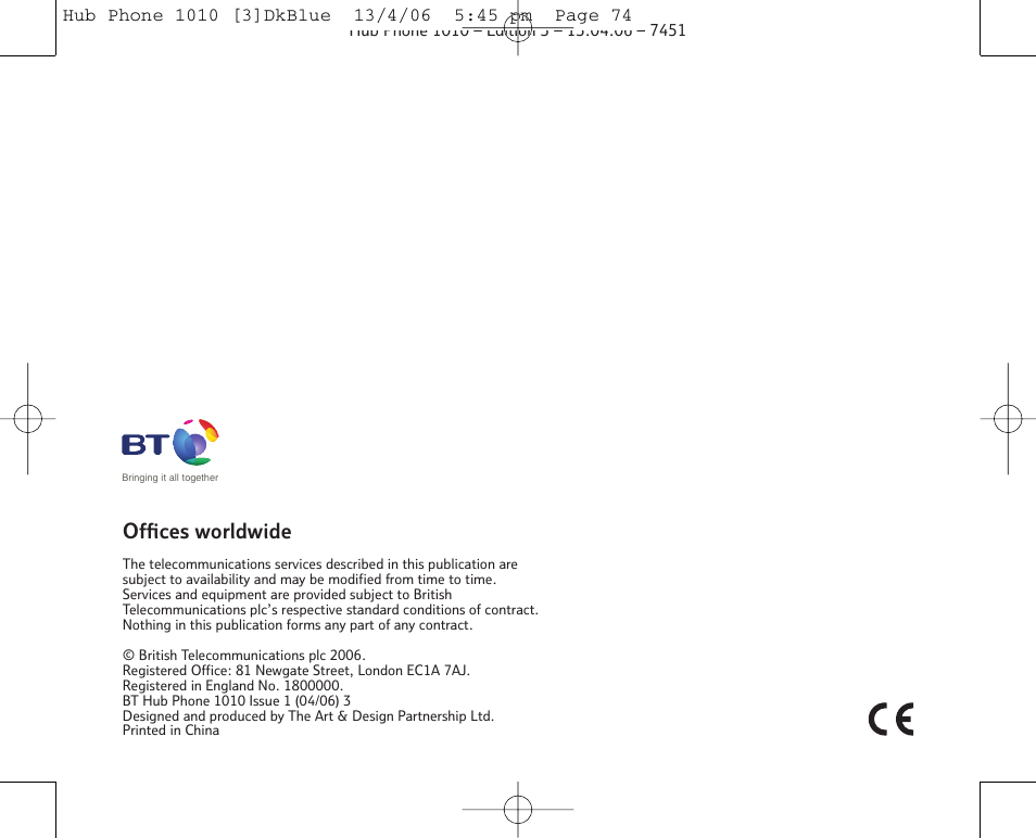 Offices worldwide | BT Hub Phone 1010 User Manual | Page 74 / 74