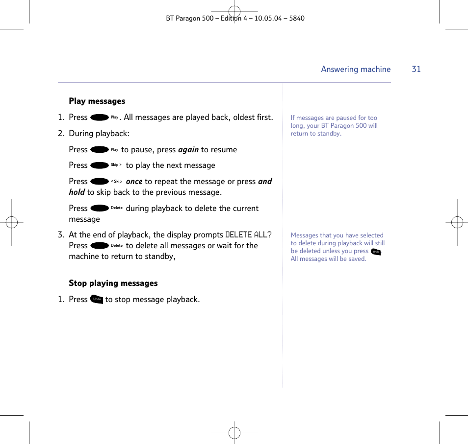 BT PARAGON 500 User Manual | Page 31 / 61