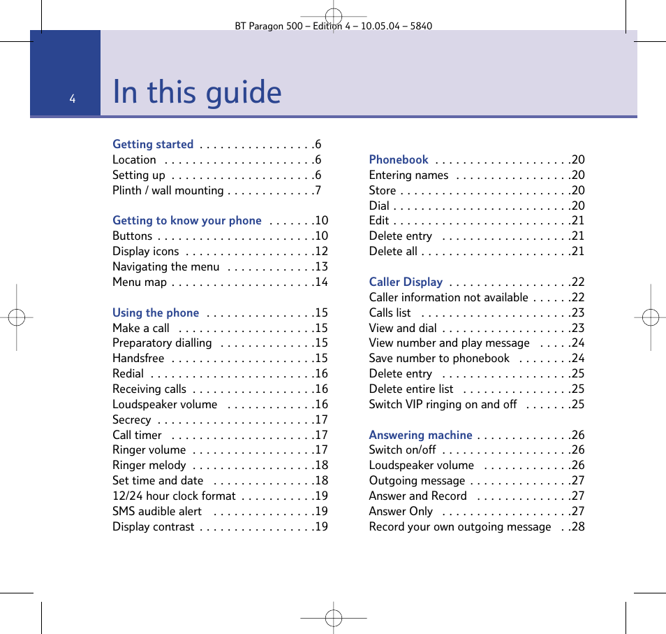 BT PARAGON 500 User Manual | Page 4 / 61