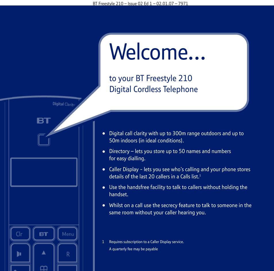Welcome | BT 210 User Manual | Page 2 / 58
