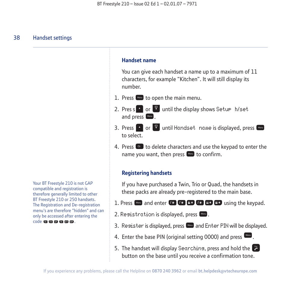 BT 210 User Manual | Page 38 / 58