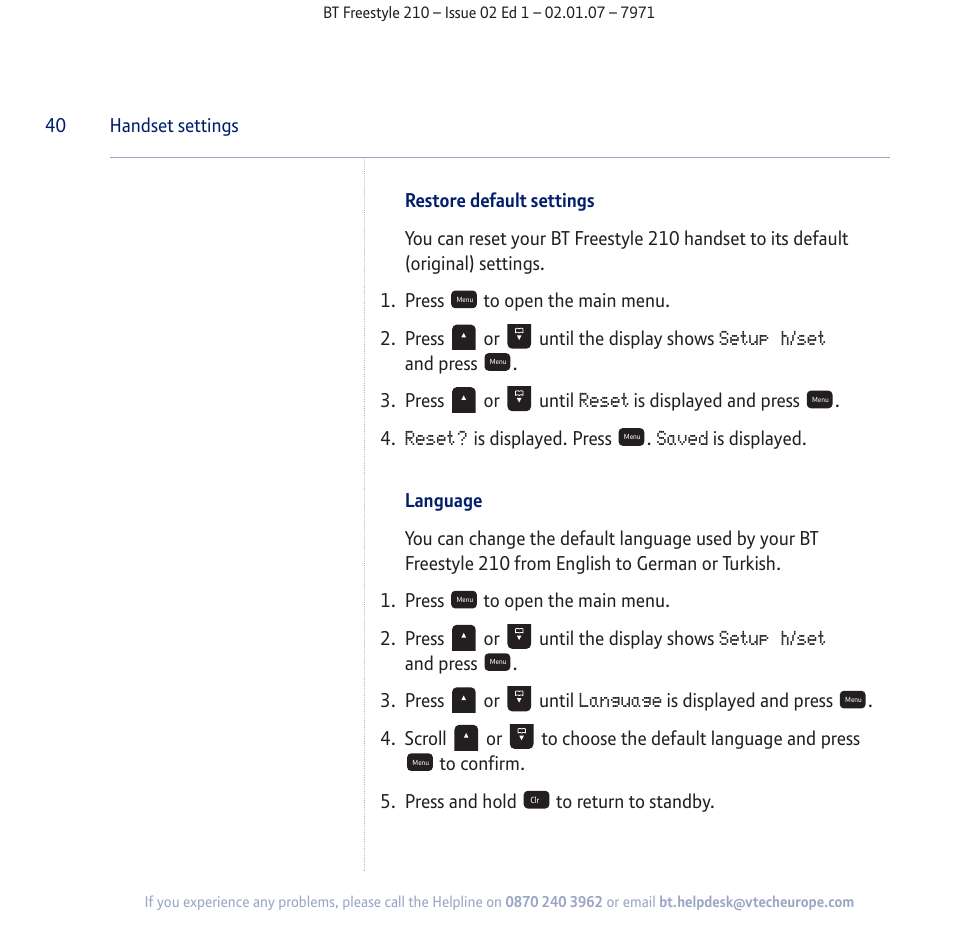 BT 210 User Manual | Page 40 / 58