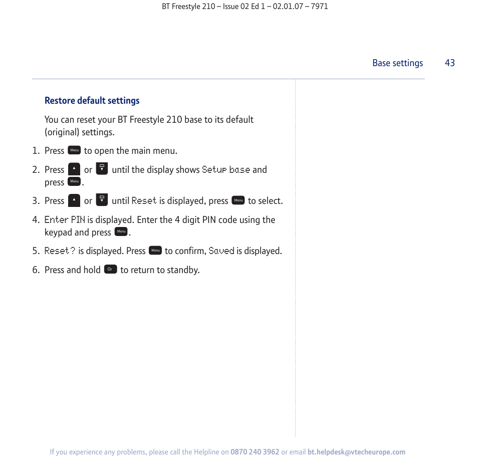 BT 210 User Manual | Page 43 / 58