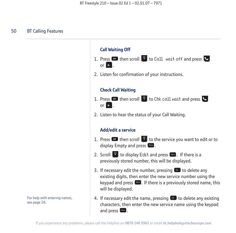 BT 210 User Manual | Page 50 / 58