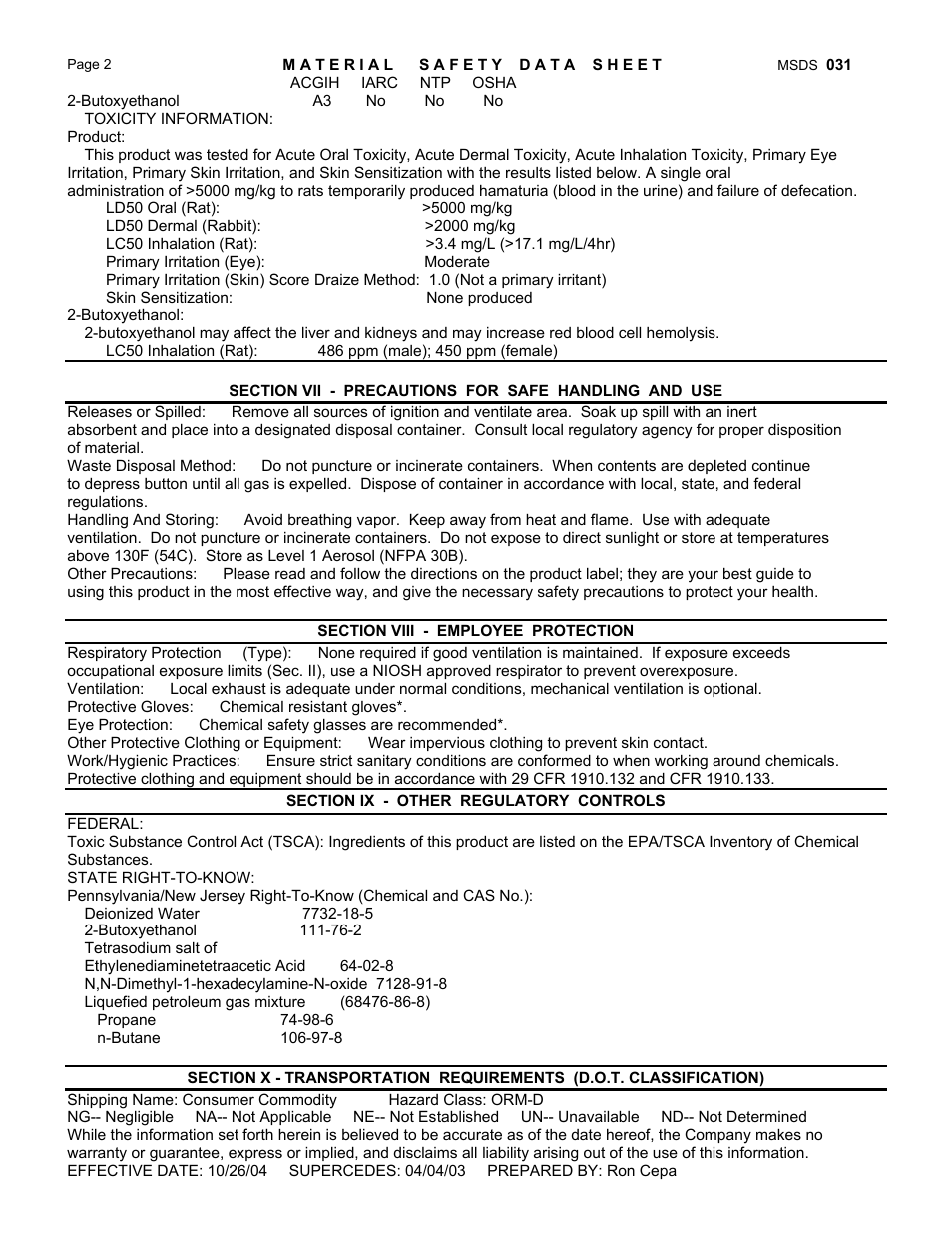 Pro-Link All Purpose Cleaner YA005 EN User Manual | Page 2 / 2