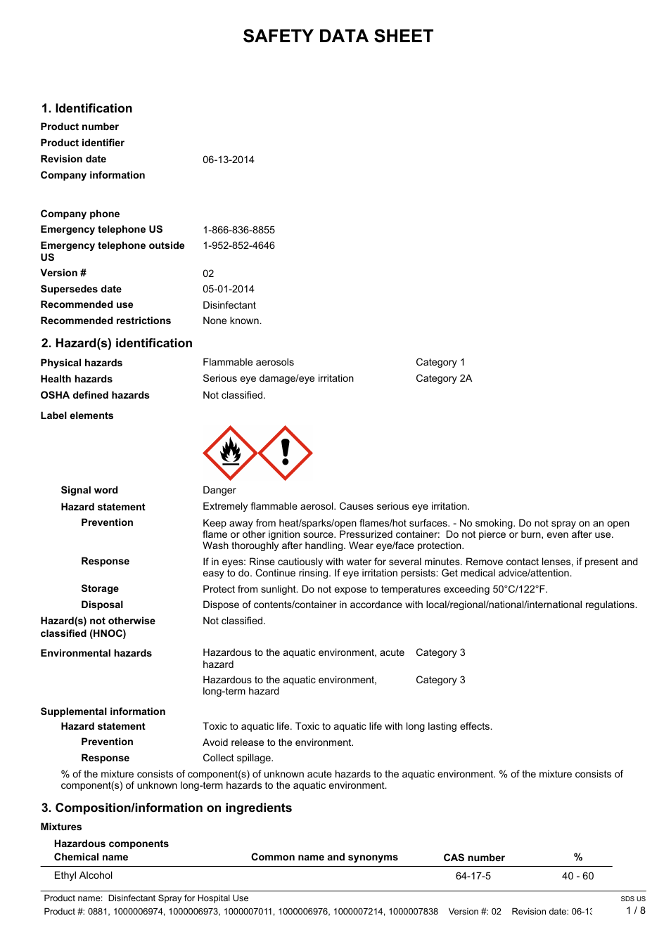 Pro-Link DISINFECTANT SPRAY RA008 EN User Manual | 8 pages