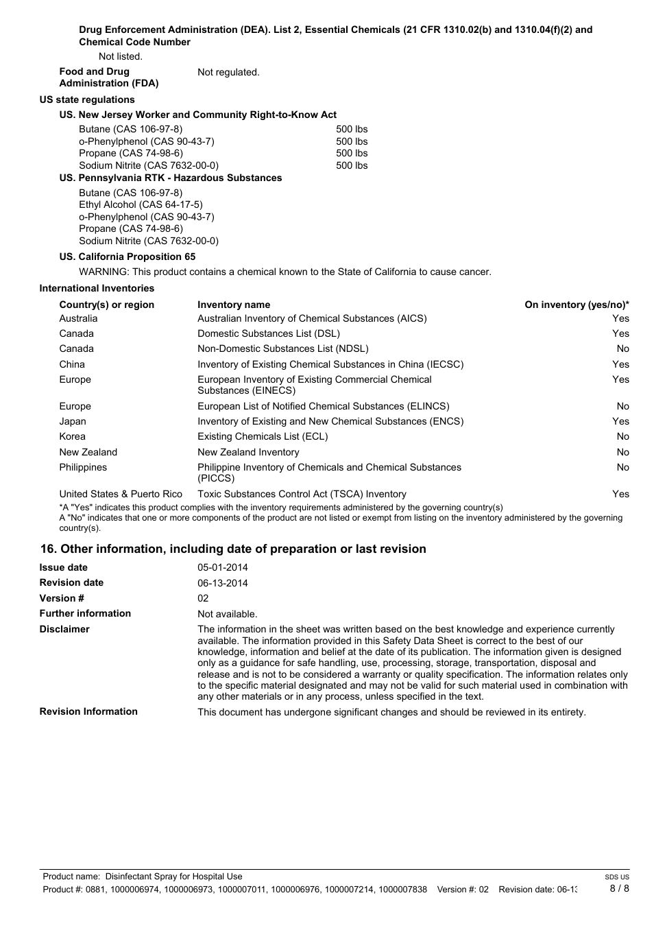 Pro-Link DISINFECTANT SPRAY RA008 EN User Manual | Page 8 / 8
