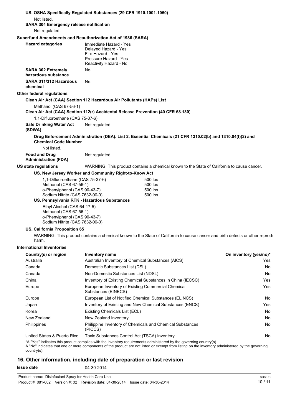 Pro-Link DISINFECTANT SPRAY RA008-CA EN User Manual | Page 10 / 11