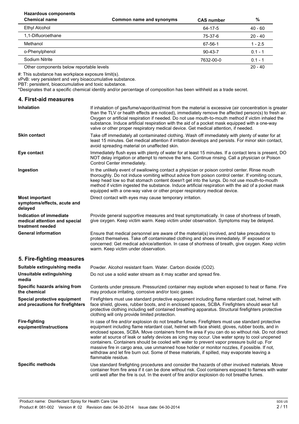 Pro-Link DISINFECTANT SPRAY RA008-CA EN User Manual | Page 2 / 11