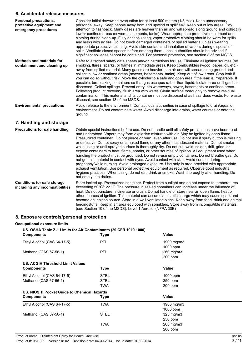 Pro-Link DISINFECTANT SPRAY RA008-CA EN User Manual | Page 3 / 11