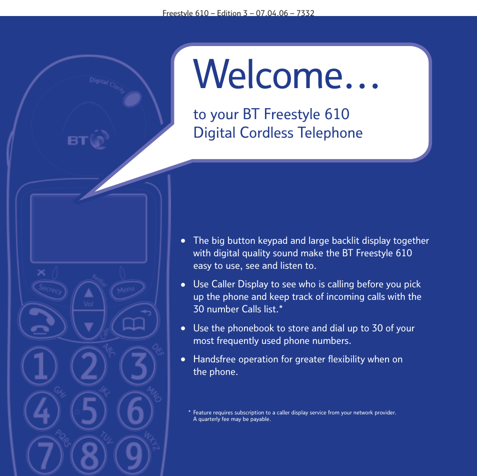 Welcome | BT 610 User Manual | Page 2 / 52