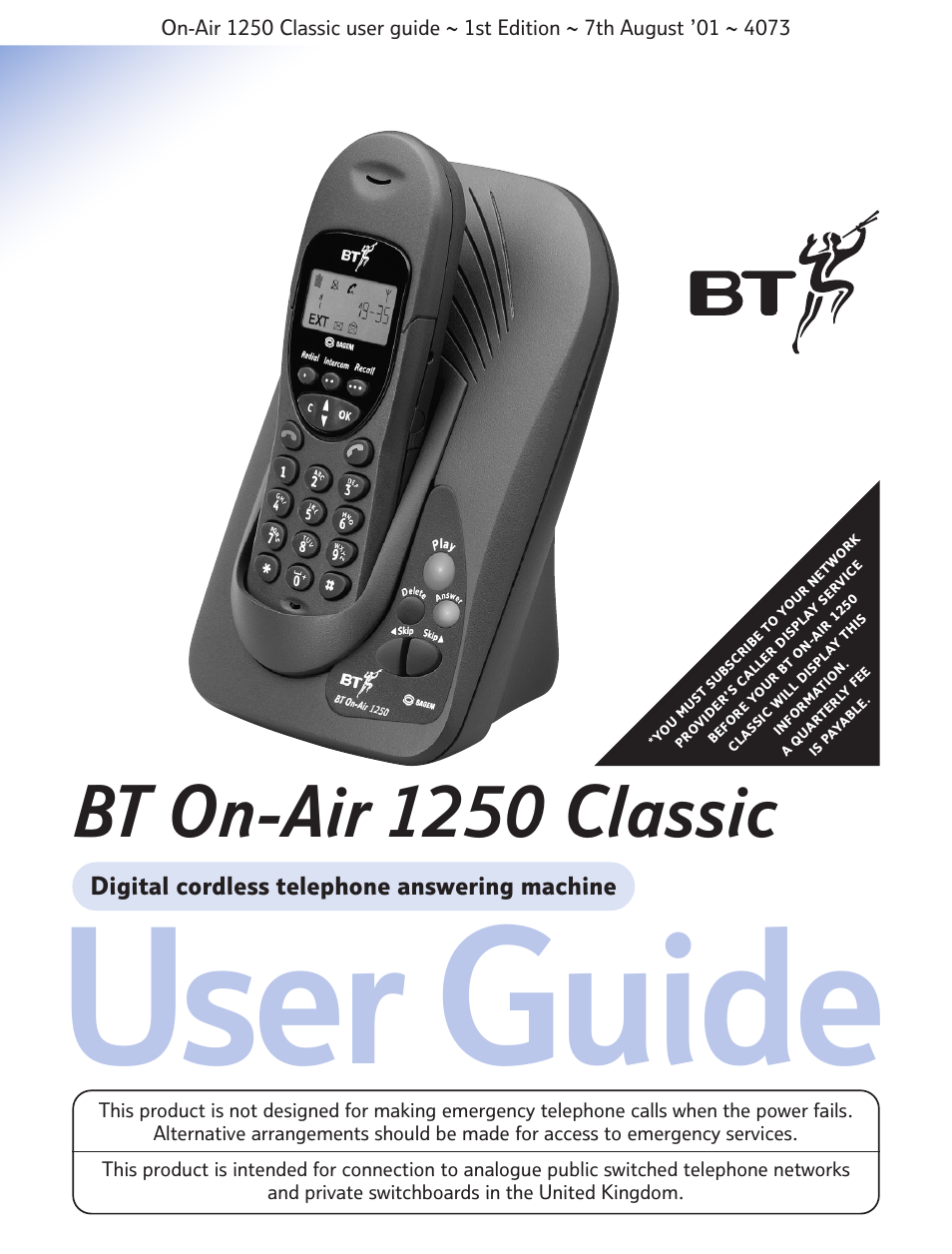 BT 1250 Classic User Manual | 34 pages