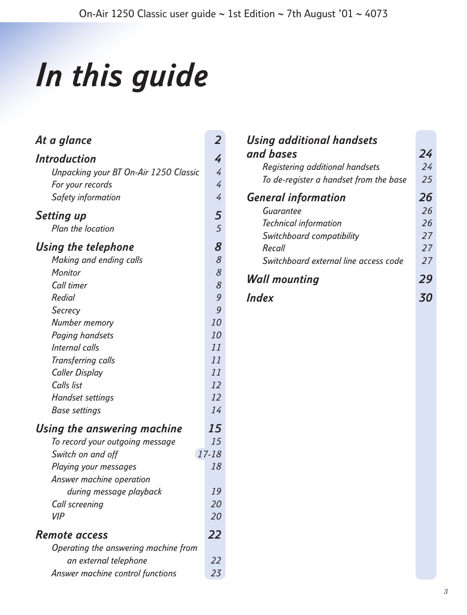 BT 1250 Classic User Manual | Page 3 / 34