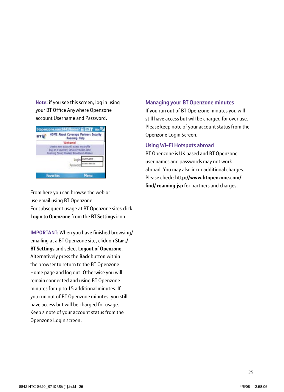 BT HTC S710 User Manual | Page 25 / 48