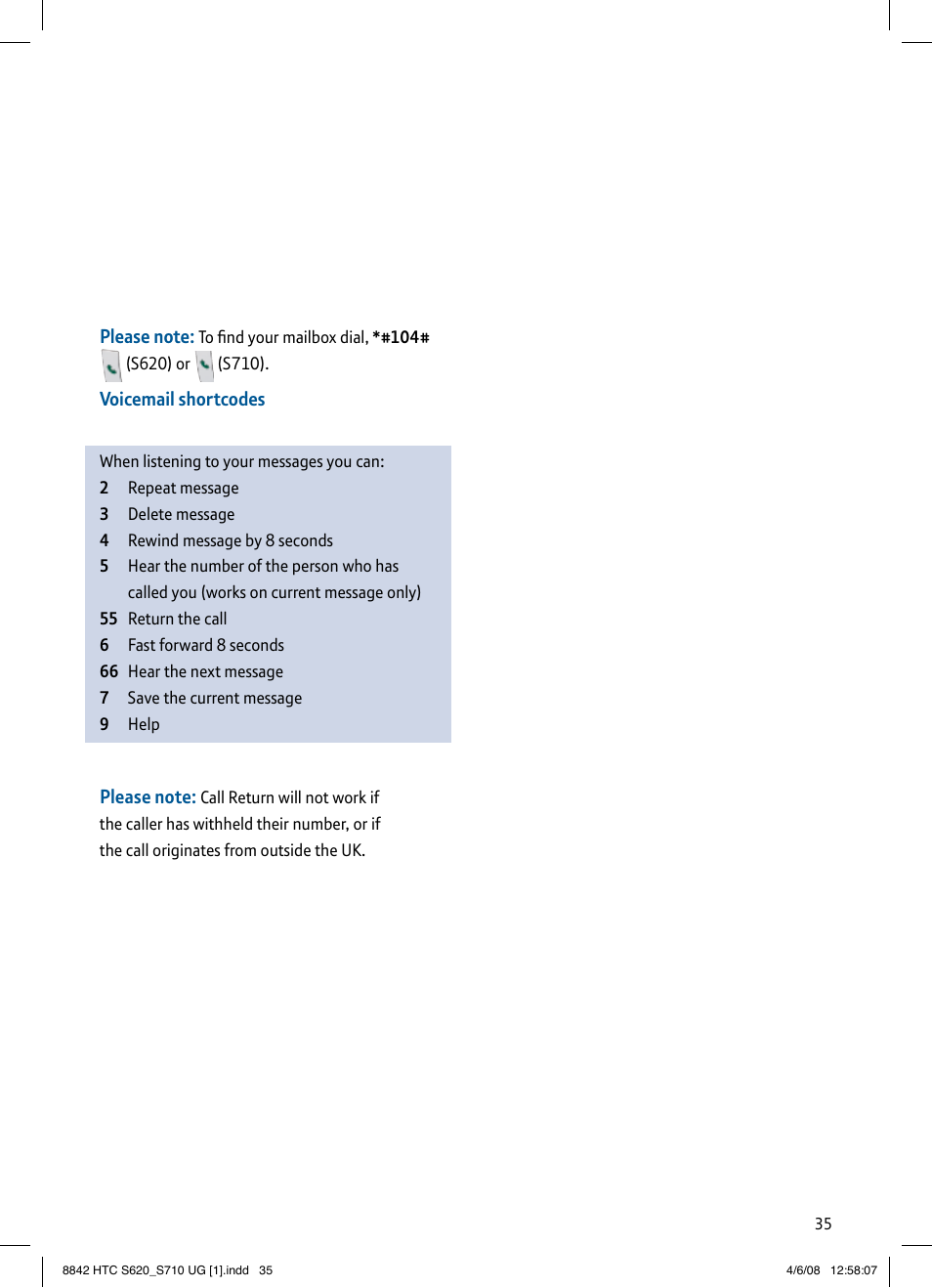 BT HTC S710 User Manual | Page 35 / 48
