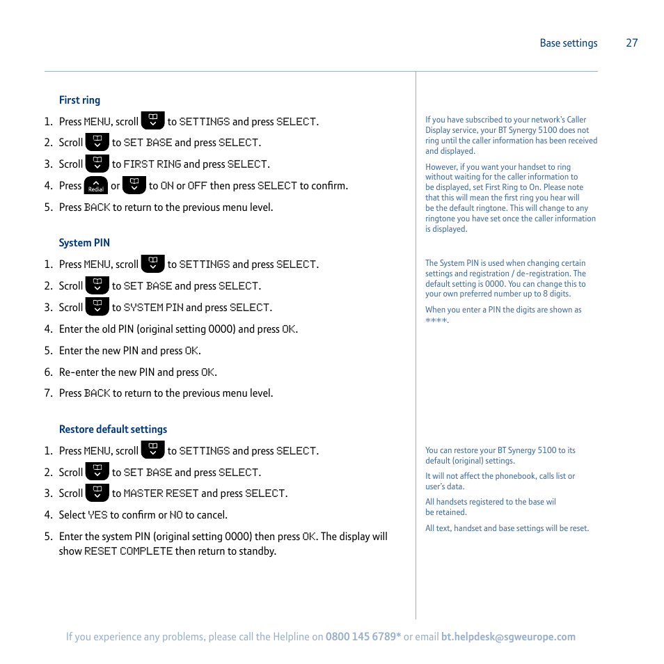 BT Synergy 5100 User Manual | Page 27 / 59