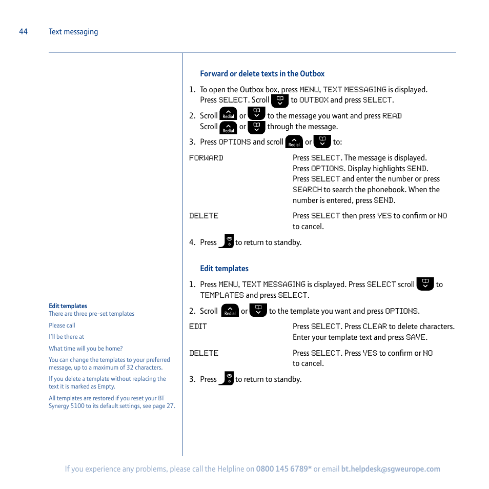 BT Synergy 5100 User Manual | Page 44 / 59