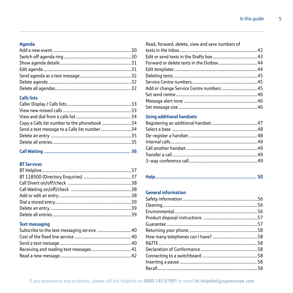 BT Synergy 5100 User Manual | Page 5 / 59