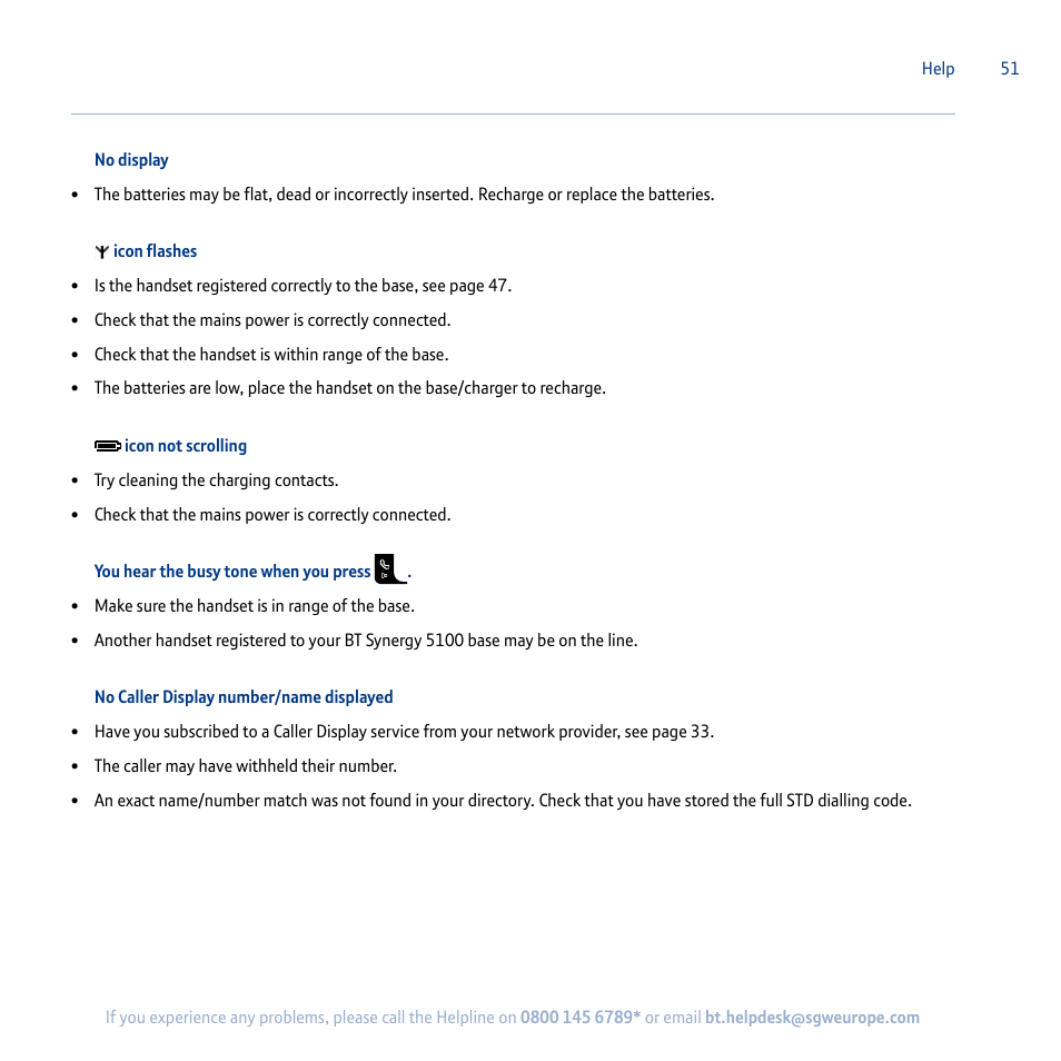 BT Synergy 5100 User Manual | Page 51 / 59