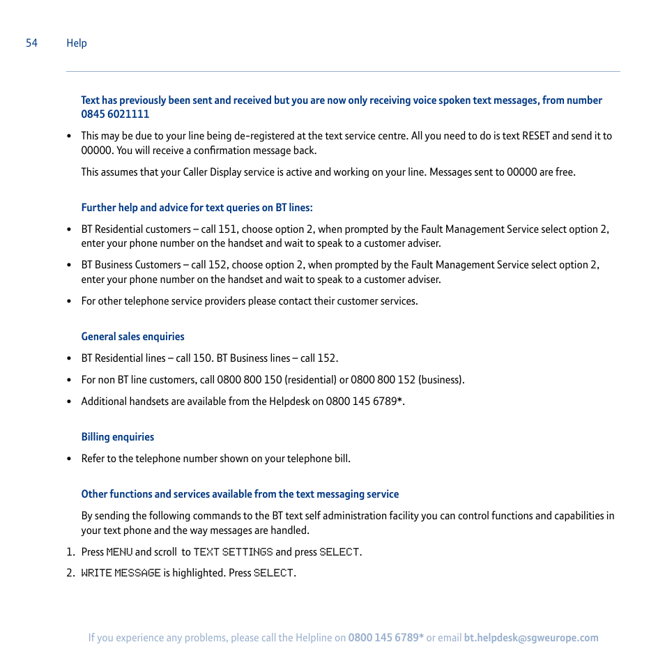 BT Synergy 5100 User Manual | Page 54 / 59