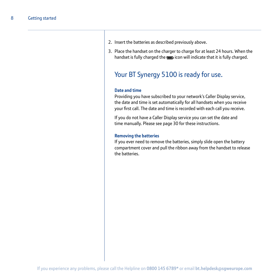 Your bt synergy 5100 is ready for use | BT Synergy 5100 User Manual | Page 8 / 59