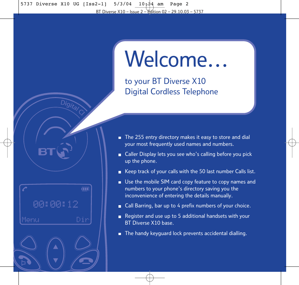 Welcome | BT DIVERSE X10 User Manual | Page 2 / 88