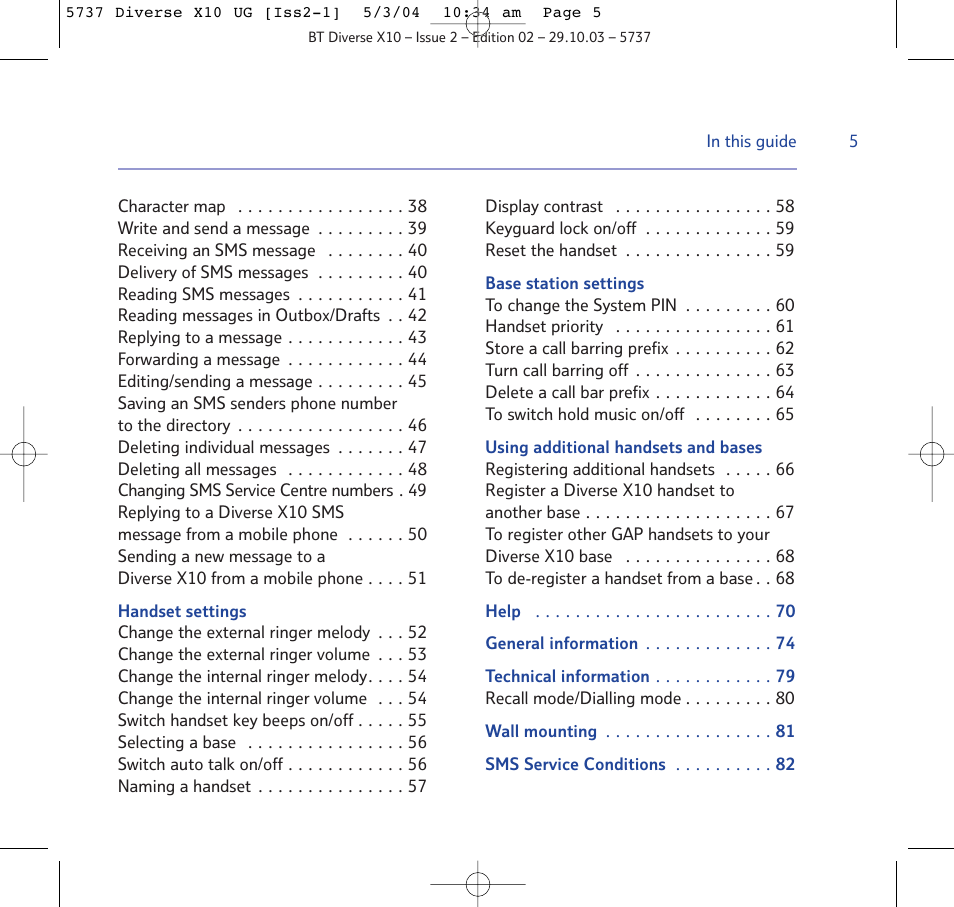 BT DIVERSE X10 User Manual | Page 5 / 88