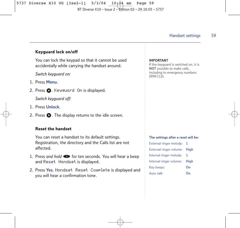 BT DIVERSE X10 User Manual | Page 59 / 88