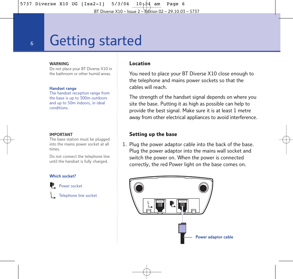 Getting started | BT DIVERSE X10 User Manual | Page 6 / 88