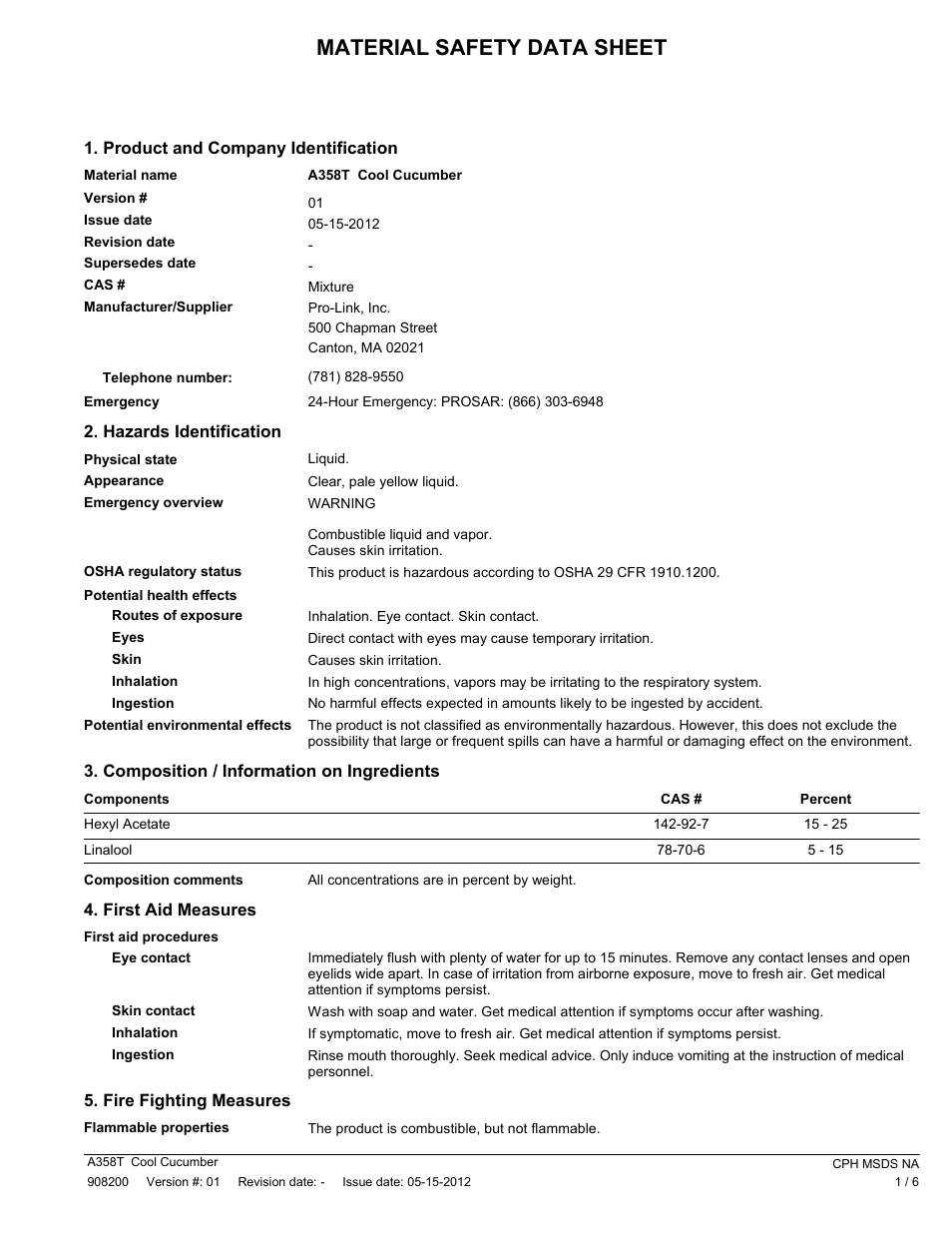 Pro-Link Radiant Cool Cucumber A358T EN User Manual | 6 pages